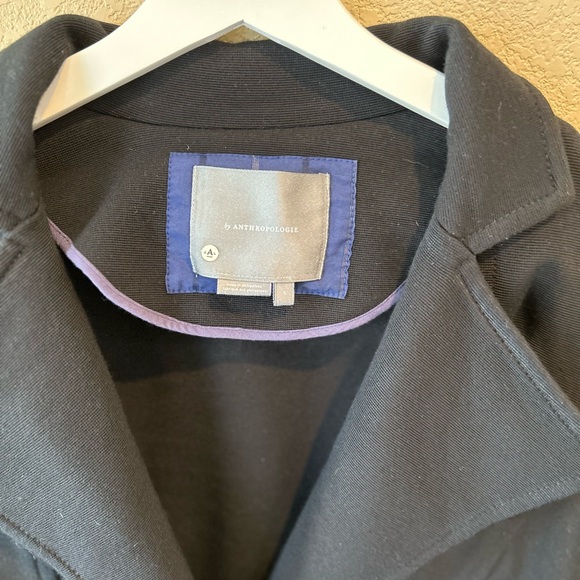 Anthropologie Sylvia Black Blazer with Button Front and Zip Sleeves Size S - Picture 6 of 11